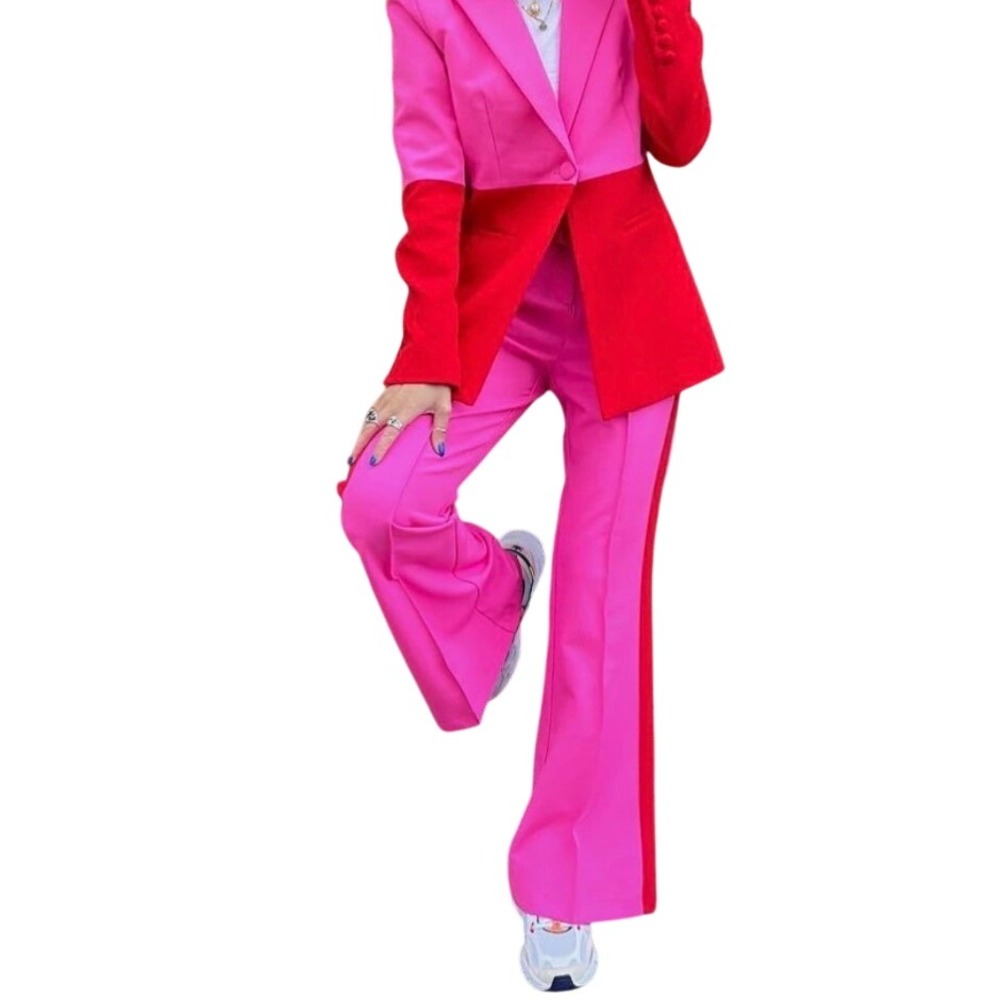 Kate Hewko Flare Pants NEW Pink Red Small